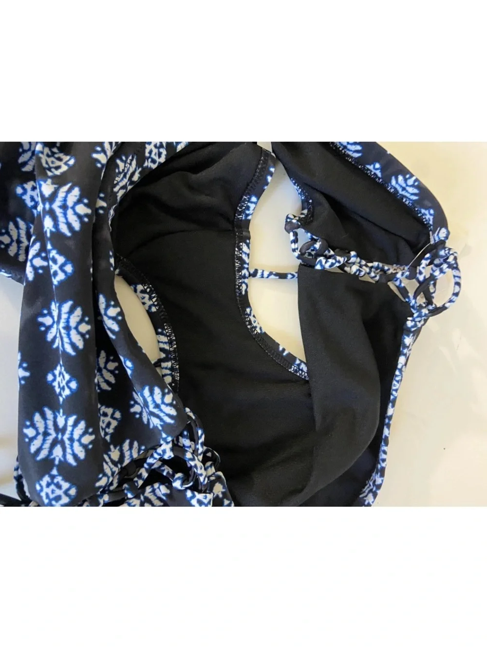 Ruched high waisted Side tie Swim Bottoms in Navy Blue & black 18